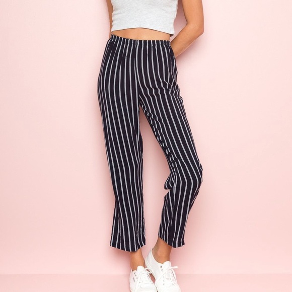 Navy Blue Brandy Melville Blue And White Striped Pants NWOT Brandy